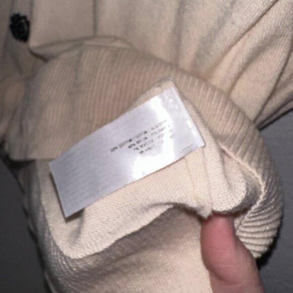 Old Navy Womens L Beige Sequined Dot V-Neck Button Front Long Sleeve Cardigan - Picture 6 of 8